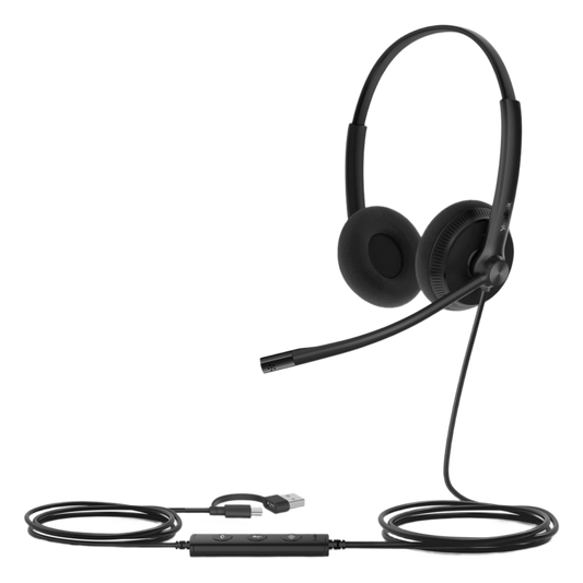 Diadema Alambrica Yealink UH34 Lite Dual USB-C/A con Almohadillas de Esponja y Compatibilidad UC Multiplataforma