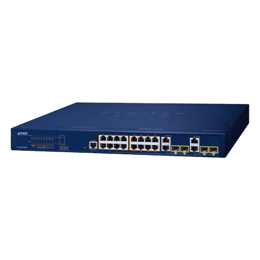 Switch Administrable PoE  Capa 2 de 16 Puertos 10/100/1000 Mbps 802.3af/at, 4 Puertos SFP Gigabit, Hasta 240 W