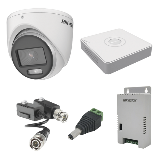 KIT COLORVU TURBOHD 1080pLite / DVR 4 Canales / 4 Cámaras Eyeball (exterior) / Transceptores / Conectores / Fuente de Poder Profesional