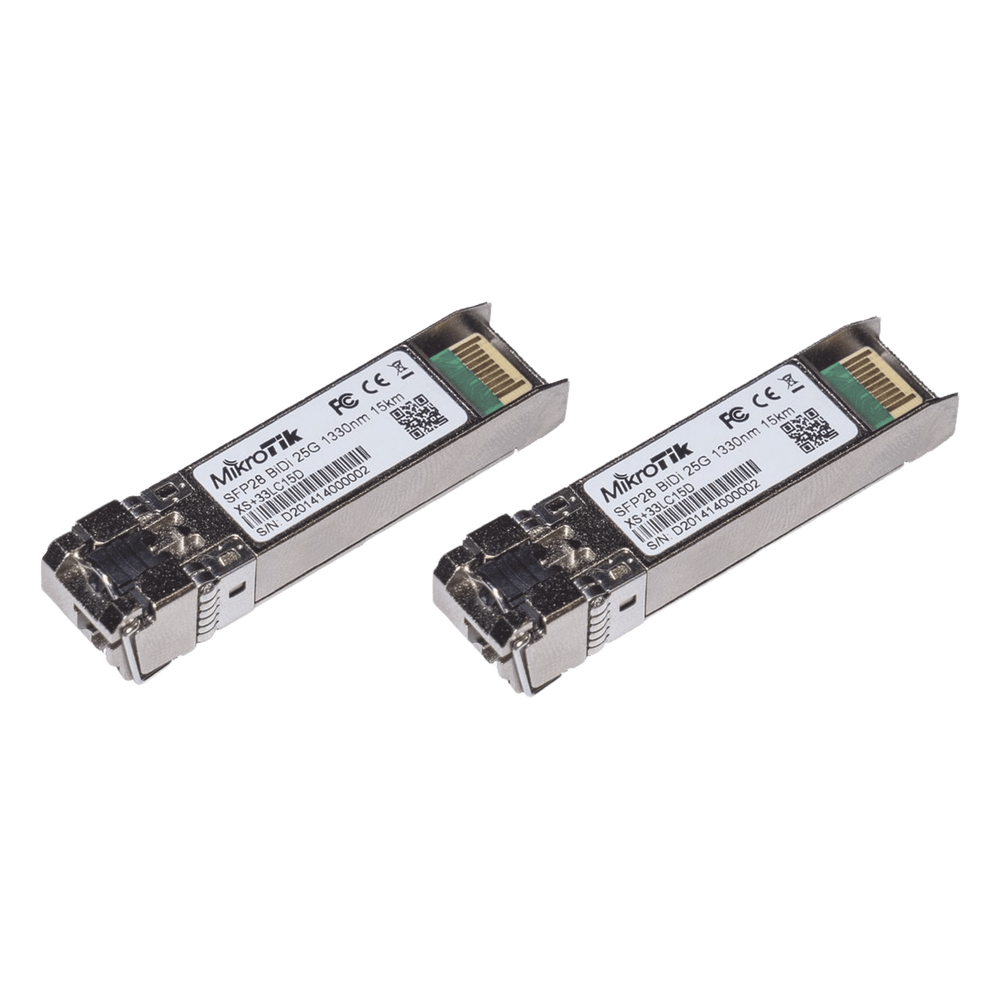 Kit de dos módulos GBIC 1.25G SFP, 10G SFP+ y 25G SFP28. 15 km, 1270nm + 1330nm.