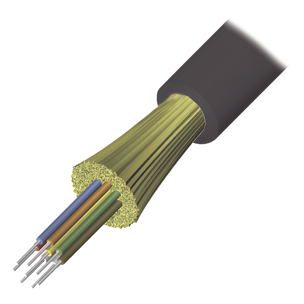 Cable de Fibra Óptica de 6 Hilos, Interior/Exterior, Tight Buffer, No Conductiva (Dieléctrica), LS0H, Multimodo OM4 50/125 Optimizada, 1 Metro (3.28 Pies)