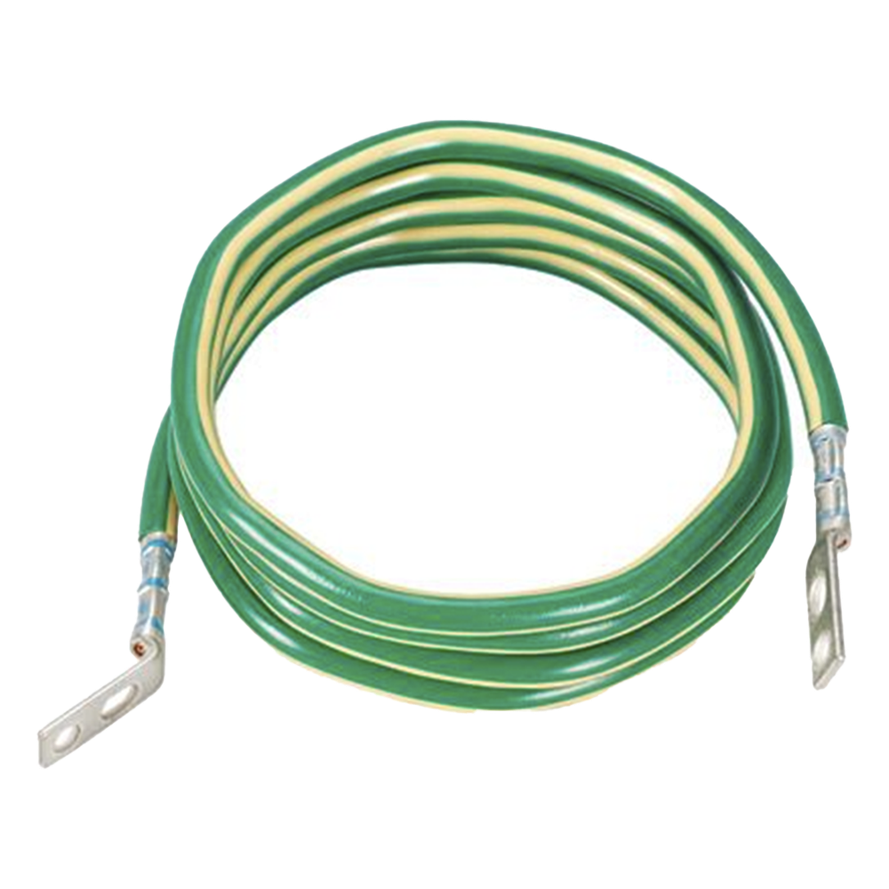 Jumper para Aterrizar Equipos, 6 AWG, con Terminal Doblada a 45 Grados, Para Conexión a Tierra y Terminal Recta Para Equipos, 3.6 m de Largo