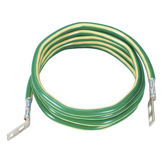 Jumper para Aterrizar Equipos, 6 AWG, con Terminal Doblada a 45 Grados, Para Conexión a Tierra y Terminal Recta Para Equipos, 3.6 m de Largo