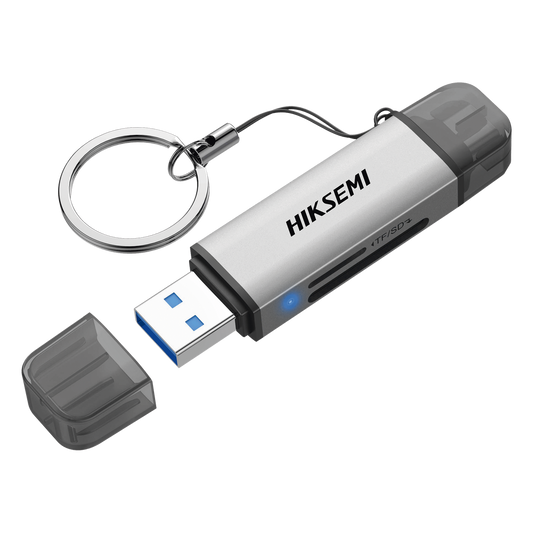 Lector de Tarjetas 2 en 1 / Conector Dual USB-A y USB-C / Soporta SD y Micro SD / 5 Gbps / Aleación de Aluminio