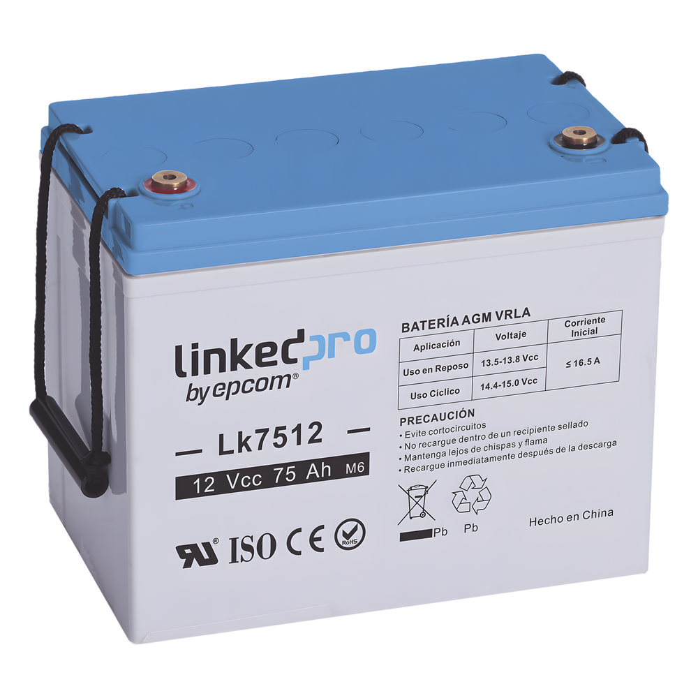 Batería de respaldo 12 V |  75 Ah | AGM | Especial para equipo electrónico | UPS  | Sistemas de Emergencia | Aplicaciones Fotovoltaicas | Terminales T3