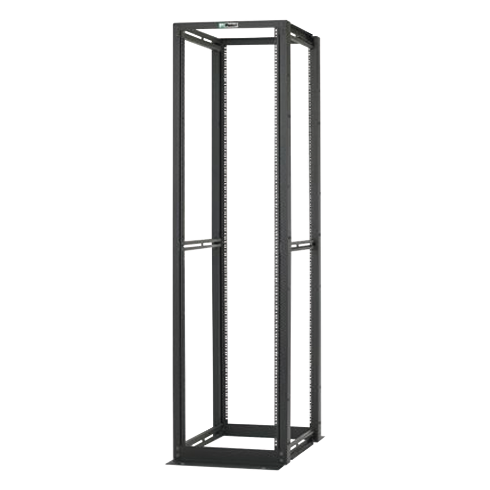 Rack de Cuatro Postes Estándar de 19", Rieles Numerados y Roscados #12-24, Profundidad Máxima de 30 in, 45 Unidades de Rack, Color Negro