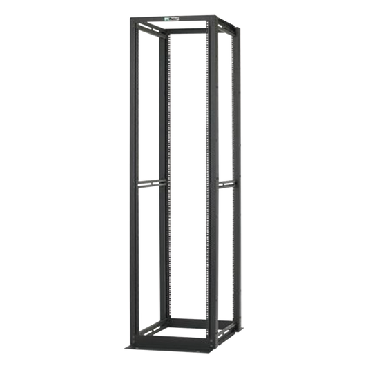 Rack de Cuatro Postes Estándar de 19", Rieles Numerados y Roscados #12-24, Profundidad Máxima de 30 in, 45 Unidades de Rack, Color Negro