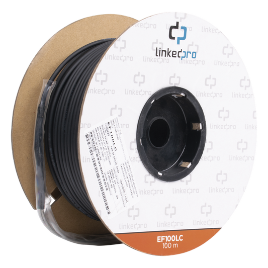 Carrete de Fibra Óptica Monomodo con Conectores LC-LC Duplex, Reforzada con Kevlar, de 100 Metros (328.08 Pies), Para Instalaciones Subterráneas por Tubería