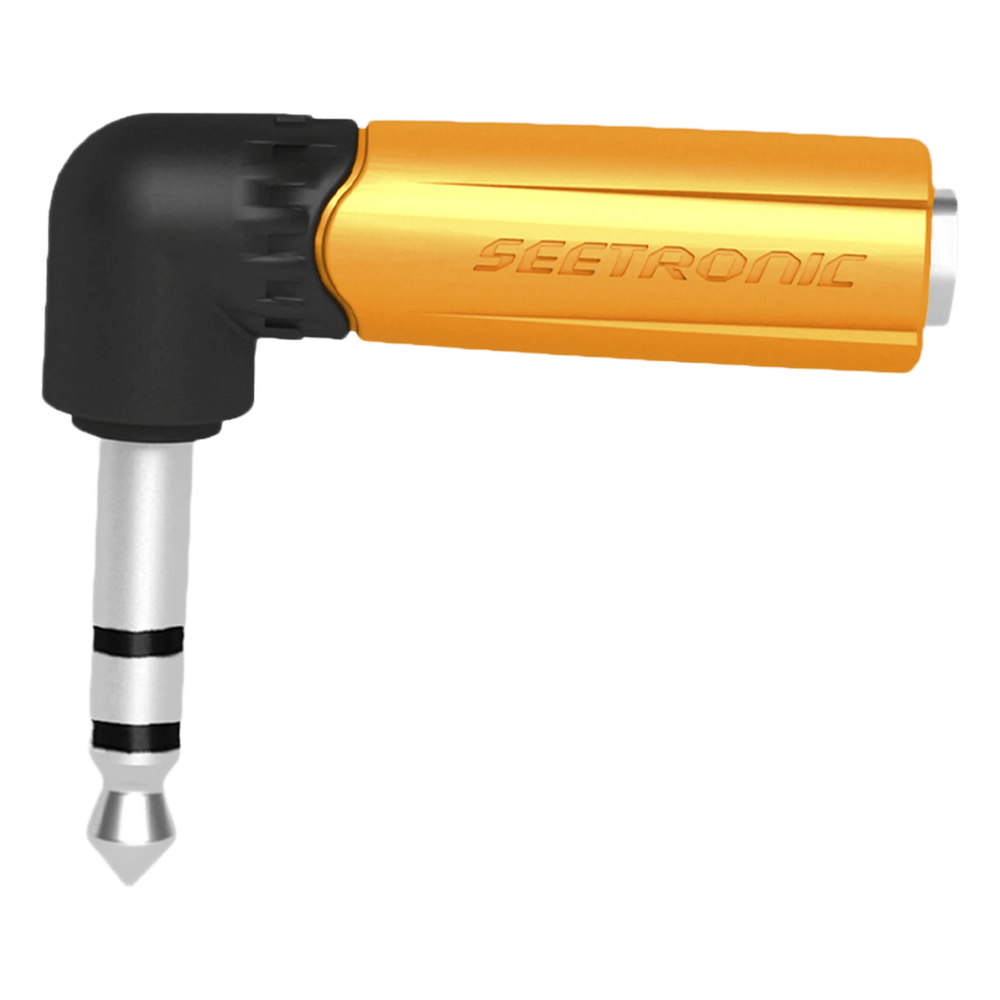 Conector Estéreo | 1/4in - 1/4in | Conector de angulo recto | Adaptador de Carcasa de Plastico