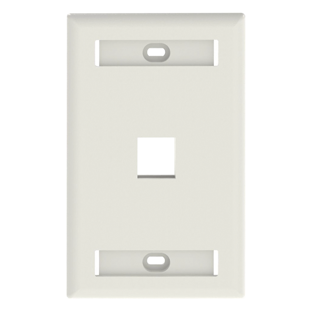 Placa de Pared Vertical, Salida Para 1 Puerto Keystone, Con Espacios Para Etiquetas, Color Blanco Mate