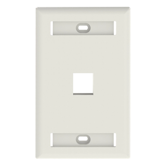 Placa de Pared Vertical, Salida Para 1 Puerto Keystone, Con Espacios Para Etiquetas, Color Blanco Mate