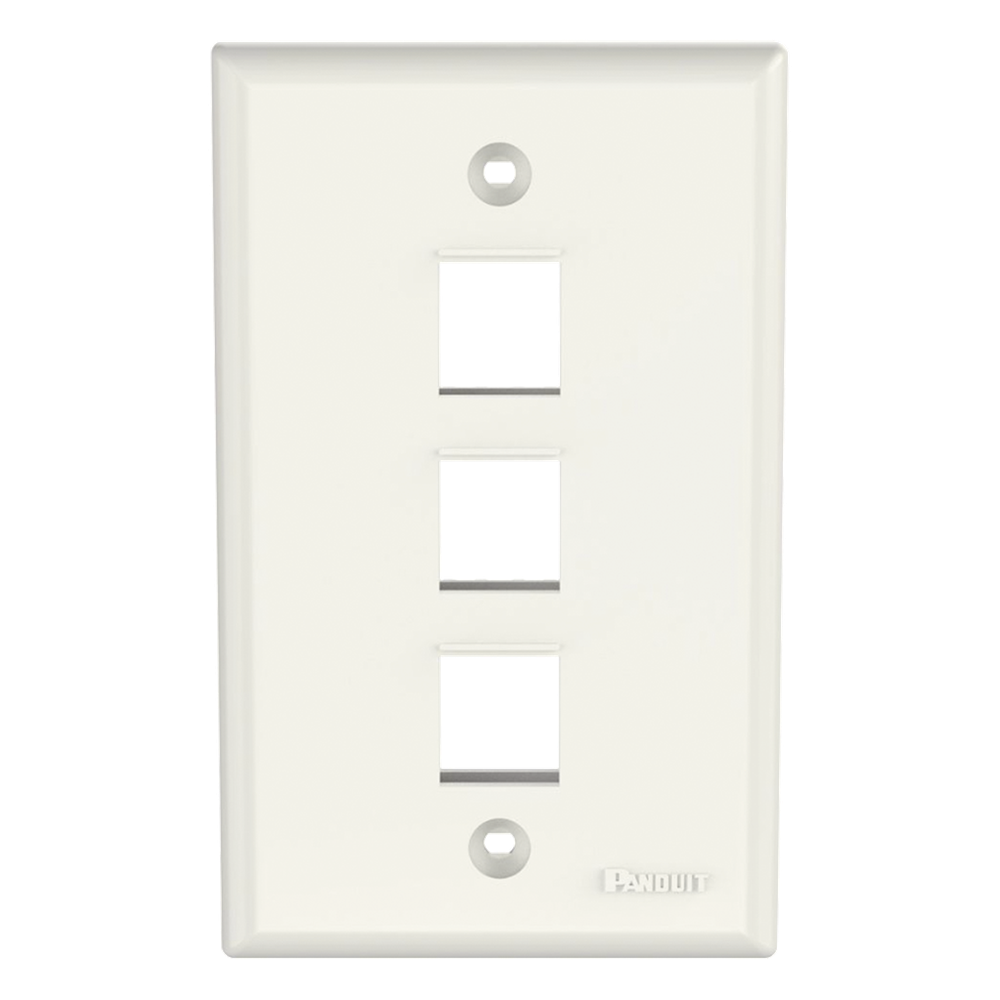 Placa de Pared Vertical, Salida Para 3 Puertos Keystone, Color Blanco Mate