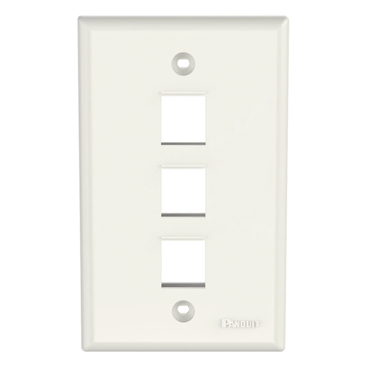 Placa de Pared Vertical, Salida Para 3 Puertos Keystone, Color Blanco Mate