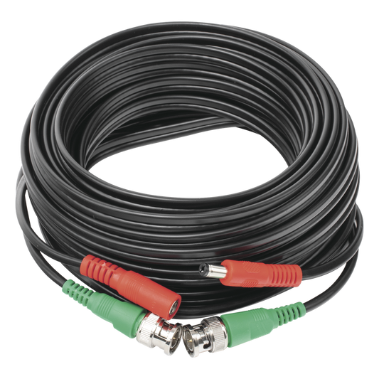 Cable Coaxial (BNC RG59) + Alimentación / SIAMES / 10 Metros (32.81 Pies) / 100% Cobre / Para Cámaras 4K / Uso Interior y Exterior