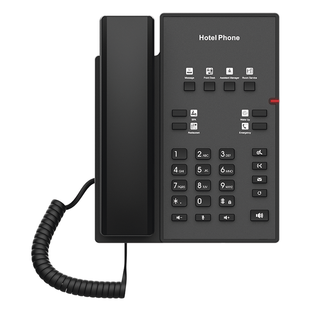 Teléfono IP para Hotelería, profesional con 8 teclas programables para servicio rápido, plantilla personalizable con PoE