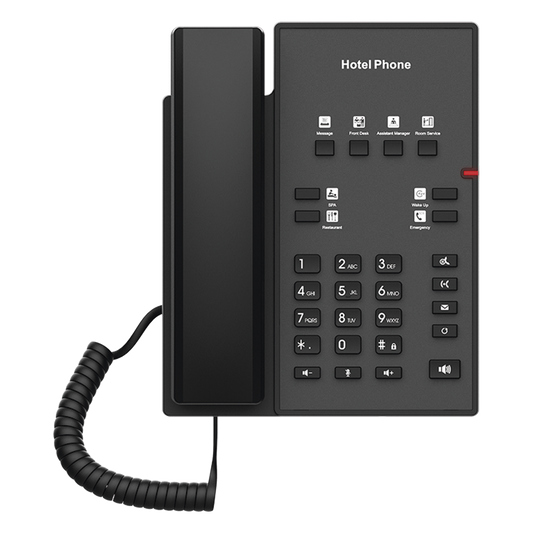 Teléfono IP para Hotelería, profesional con 8 teclas programables para servicio rápido, plantilla personalizable con PoE