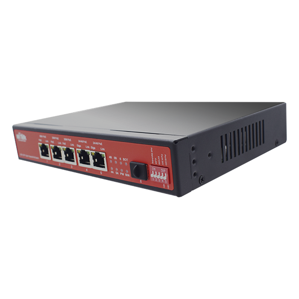 Controlador Solar de 15A con Switch PoE / 1 Puerto Gigabit PoE 802.3 bt / 2 Puertos PoE 802.3 af/at / 2 Puertos PoE Pasivo 24/48 Vcc / 1 Puerto SFP / No administrable