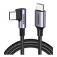 Cable USB-C a USB-C | 1 Metro (3.28 Pies) | Conector con Ángulo Recto de 90° | Carga Rápida de hasta 60W | 480 Mbps | PD3.0 | QC4.0/3.0/2.0 | FPC | AFC | Protección Integrada | Caja de Aluminio | Nylon Trenzado | Color Negro