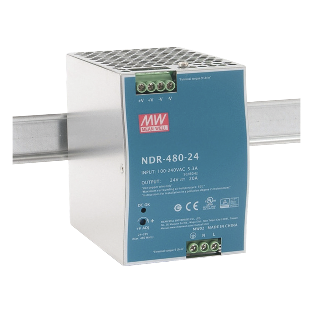 Fuente de poder industrial para riel DIN / 480W / 24Vcc / 20A / Entrada: 100-240Vca