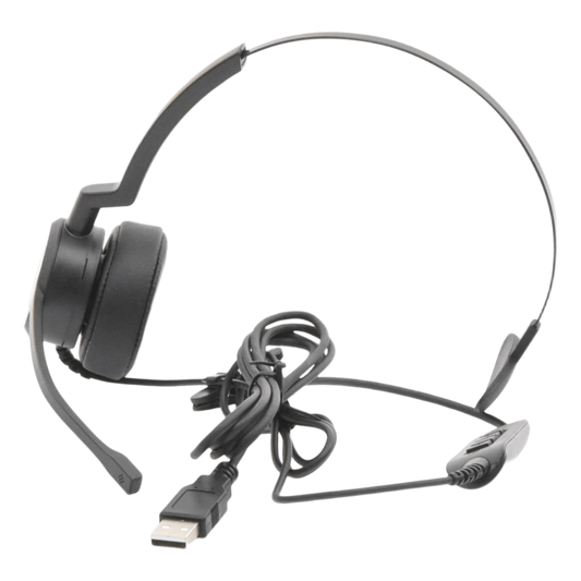 Audífonos USB de Diadema MONO con Audio HD / Micrófono con Cancelación de Ruido / Calidad para uso en Oficina