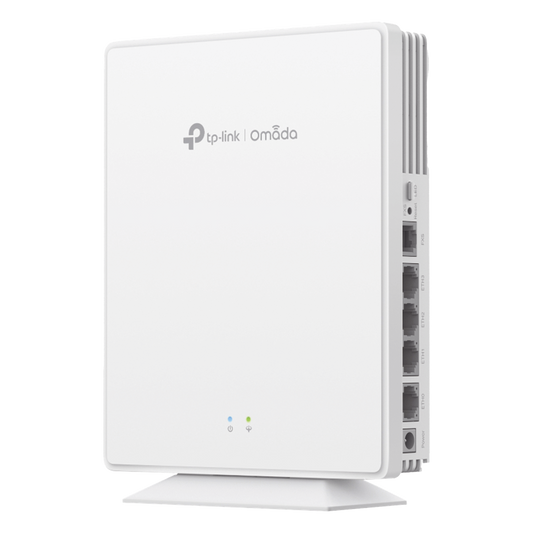 Punto de Acceso GPON Omada / WiFi 6 AX1800 / 1 puerto GPON / 1 Puerto FXS / 4 Puertos 10/100/1000 RJ45 / Wi-Fi 6 AX1800 / Mesh Omada / Configuración por Controlador o Stand-Alone / Para Montaje en Escritorio-Pared