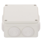 Caja Derivación-Conexión de Plástico (100 X 100 X 54 mm) con 7 Glándulas de Goma. Para Instalaciones Comerciales, Residenciales e Industriales. Incluye Tornillería para su Tapa.