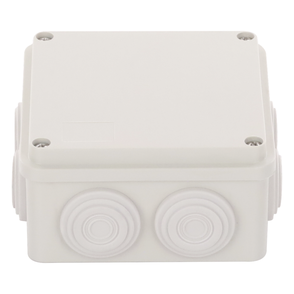Caja Derivación-Conexión de Plástico (100 X 100 X 54 mm) con 7 Glándulas de Goma. Para Instalaciones Comerciales, Residenciales e Industriales. Incluye Tornillería para su Tapa.