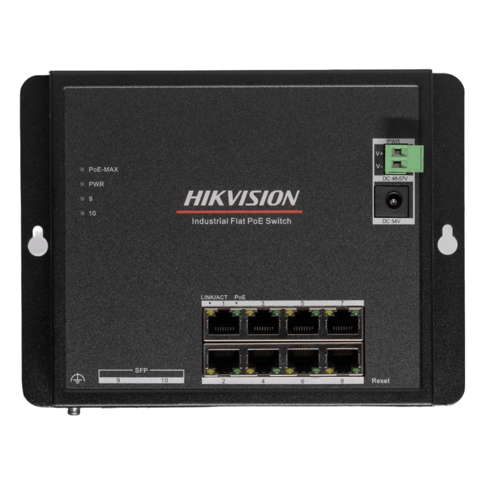 Switch Industrial / Administrable Gigabit / 8 Puertos Gigabit PoE+ (30 W) / 2 Puertos SFP / 240 W Total / 48 a 57 VCD / Ideal para Proyectos / 300 Metros de Distancia