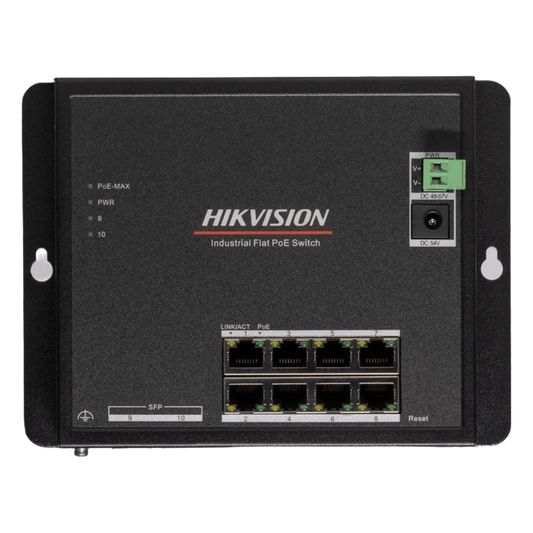 Switch Industrial / Administrable Gigabit / 8 Puertos Gigabit PoE+ (30 W) / 2 Puertos SFP / 240 W Total / 48 a 57 VCD / Ideal para Proyectos / 300 Metros de Distancia