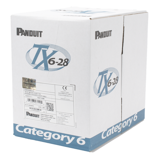 Bobina de Cable UTP 305 Metros (1000 Pies) de Cobre TX6-28Æ, Gris, Categoría 6, Diámetro Reducido (28 AWG), CM/LSZH, de 4 Pares