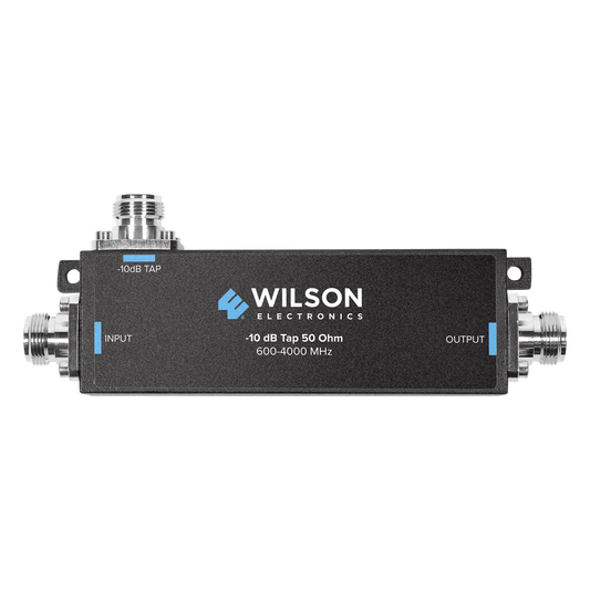 Separador TAP -10 dB con rango de frecuencia de 575 a 6000 MHz. Ideal para separar las antenas a diferentes longitudes de cable coaxial. 50 Ohm. Conectores N Hembra.