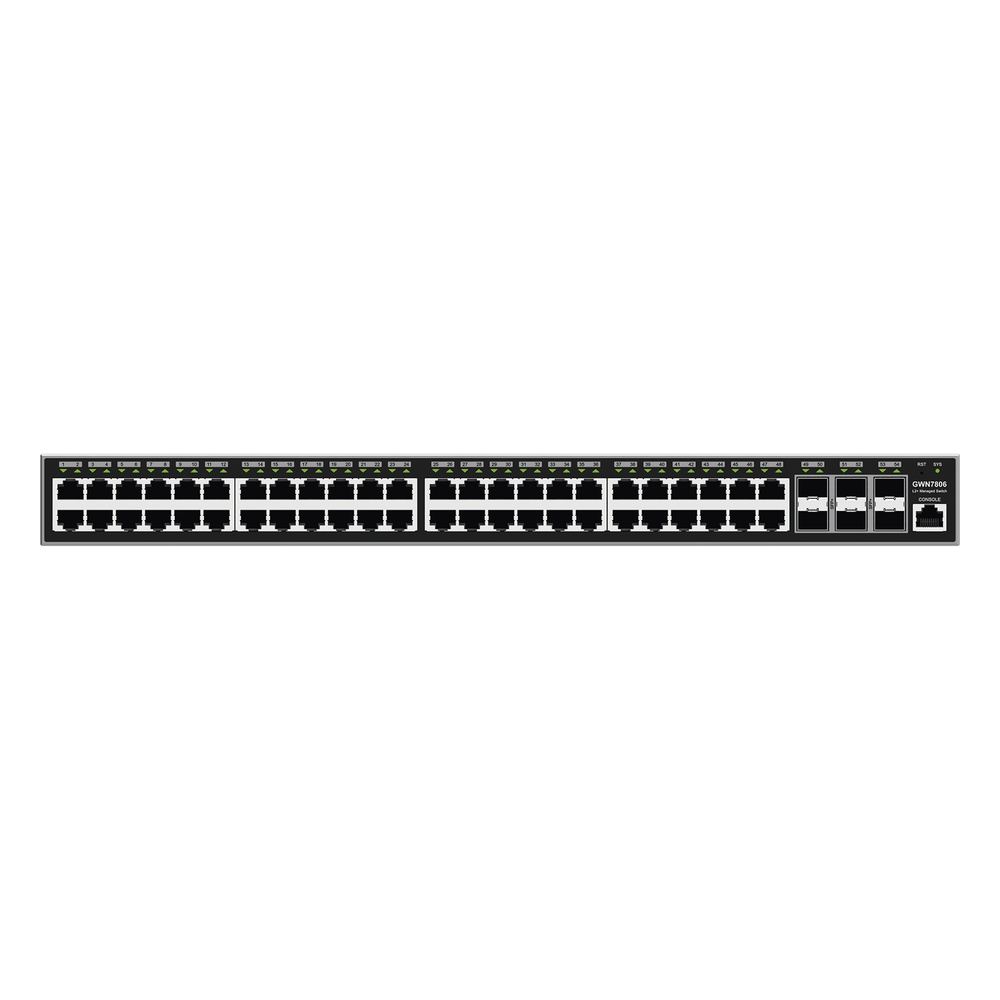 Switch Gigabit  Administrable / 48 puertos 10/100/1000 Mbps + 6 Puertos SFP+ / Compatible con GWN Cloud.