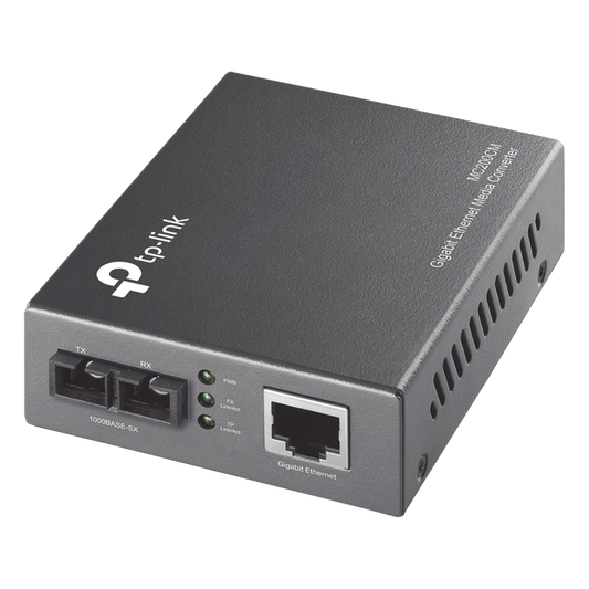 Convertidor Fibra Óptica Multimodo /  1 Puerto RJ45 10/100/1000 Mbps / Puerto Fibra Óptica SC 1000 Mbps / Hasta 550 metros / Plug and Play