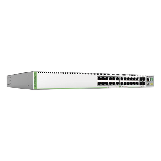 (GS980MX/28) Switch Stack L3, 24 puertos 10/100/1000-T, 4 Puertos SFP+ 10G, Fuente de poder fija