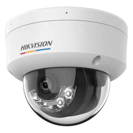 [ColorVu 3.0 + MD 3.0] Domo IP 4 Megapixel / Lente 2.8 mm / 30 mts IR + 30 mts Luz Blanca / Micrófono Integrado / Motion Detection 3.0 / Exterior IP67 / IK08 / WDR 120 dB / PoE / Micro SD