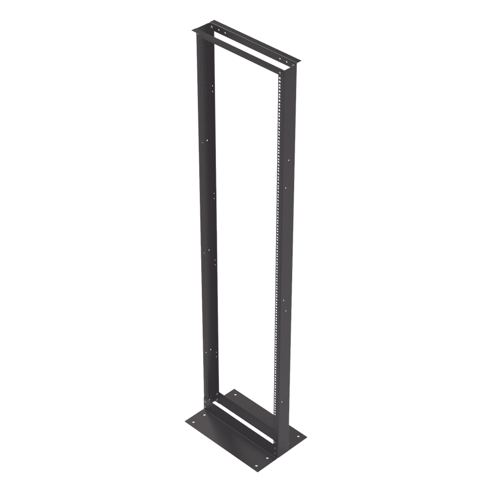 Rack de 2 Postes, Estándar 19", 45 Unidades, Fabricado en Acero, Base "L" para Anclar a Piso.