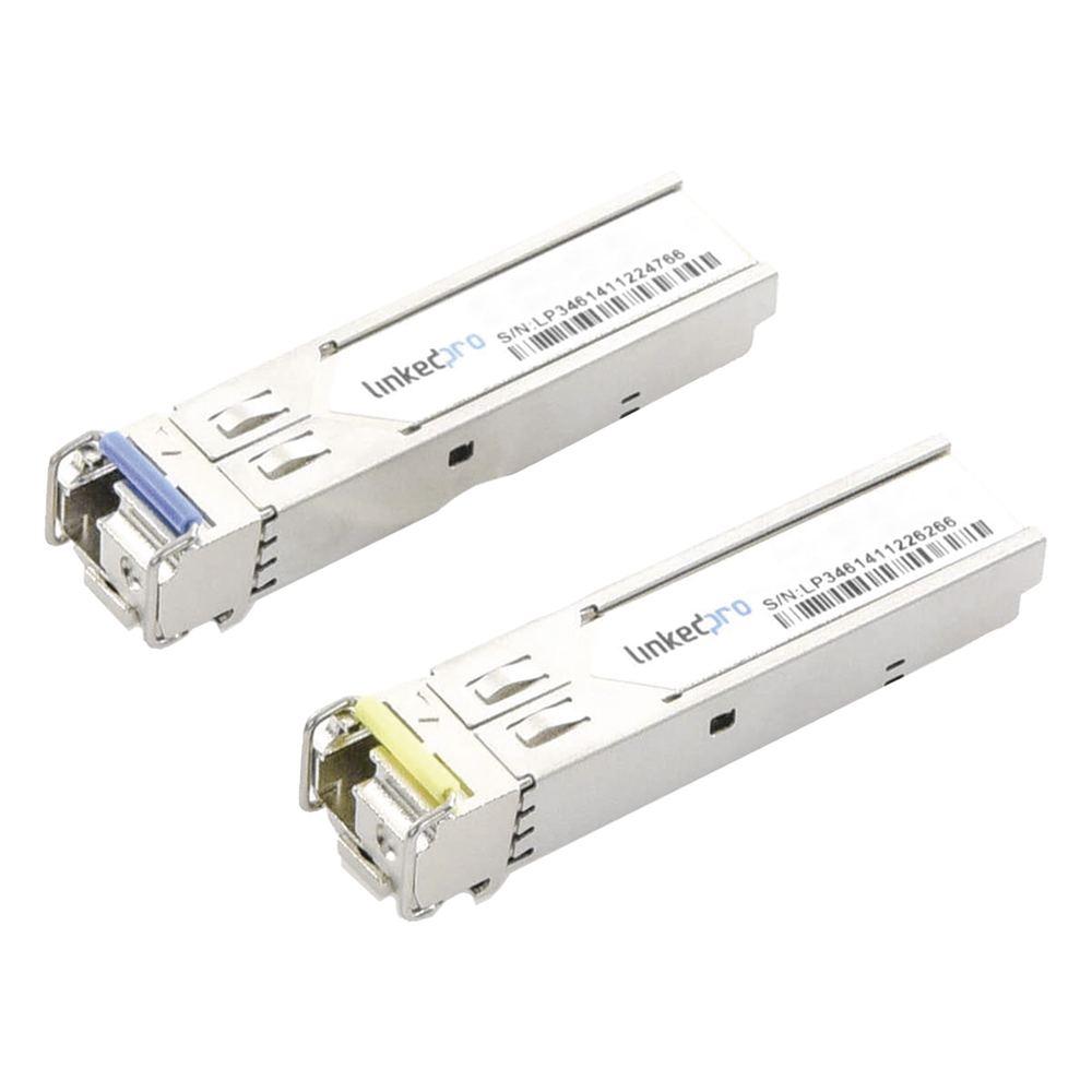 Transceptores Ópticos Industriales Bidireccionales SFP+ (Mini-Gbic) / Monomodo 1270 & 1330 nm / 10 Gbps / 10GBASE / Conector LC/UPC Simplex / DDM / Hasta 20 km / 2 Piezas