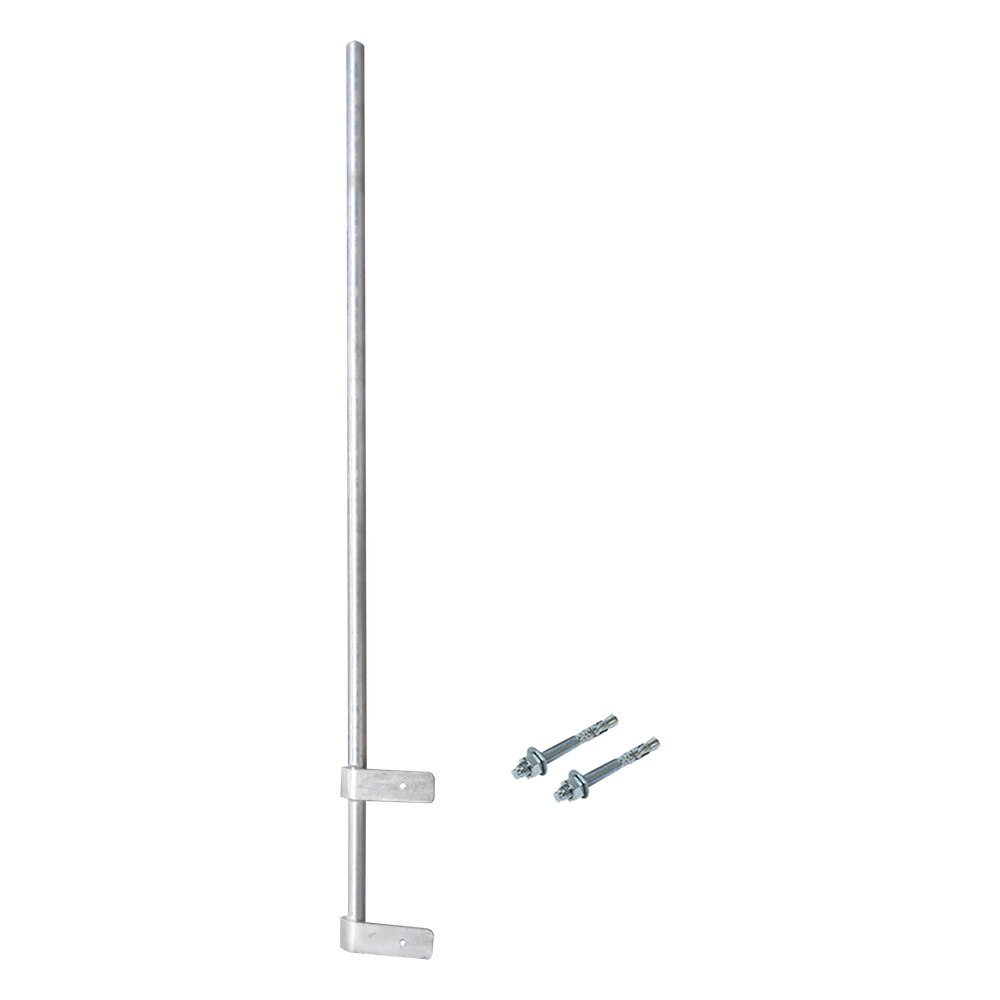 Mástil Liviano de Pared de 1.5 m (Diam. 1-1/4") con Cejas de Fijación  Soldadas, ¡No se gira! Incluye Taquetes para instalación.