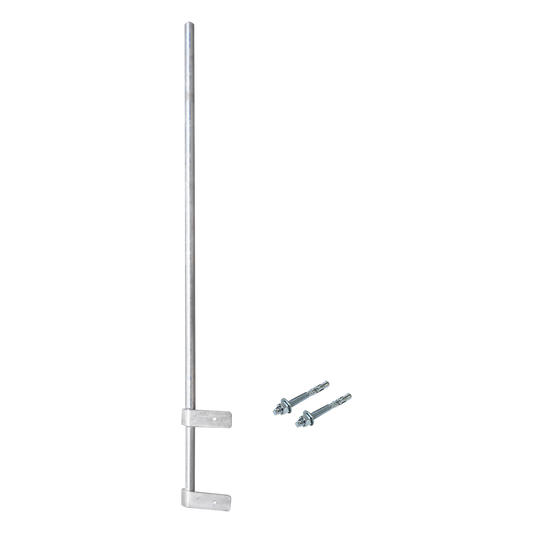 Mástil Liviano de Pared de 1.5 m (Diam. 1-1/4") con Cejas de Fijación  Soldadas, ¡No se gira! Incluye Taquetes para instalación.