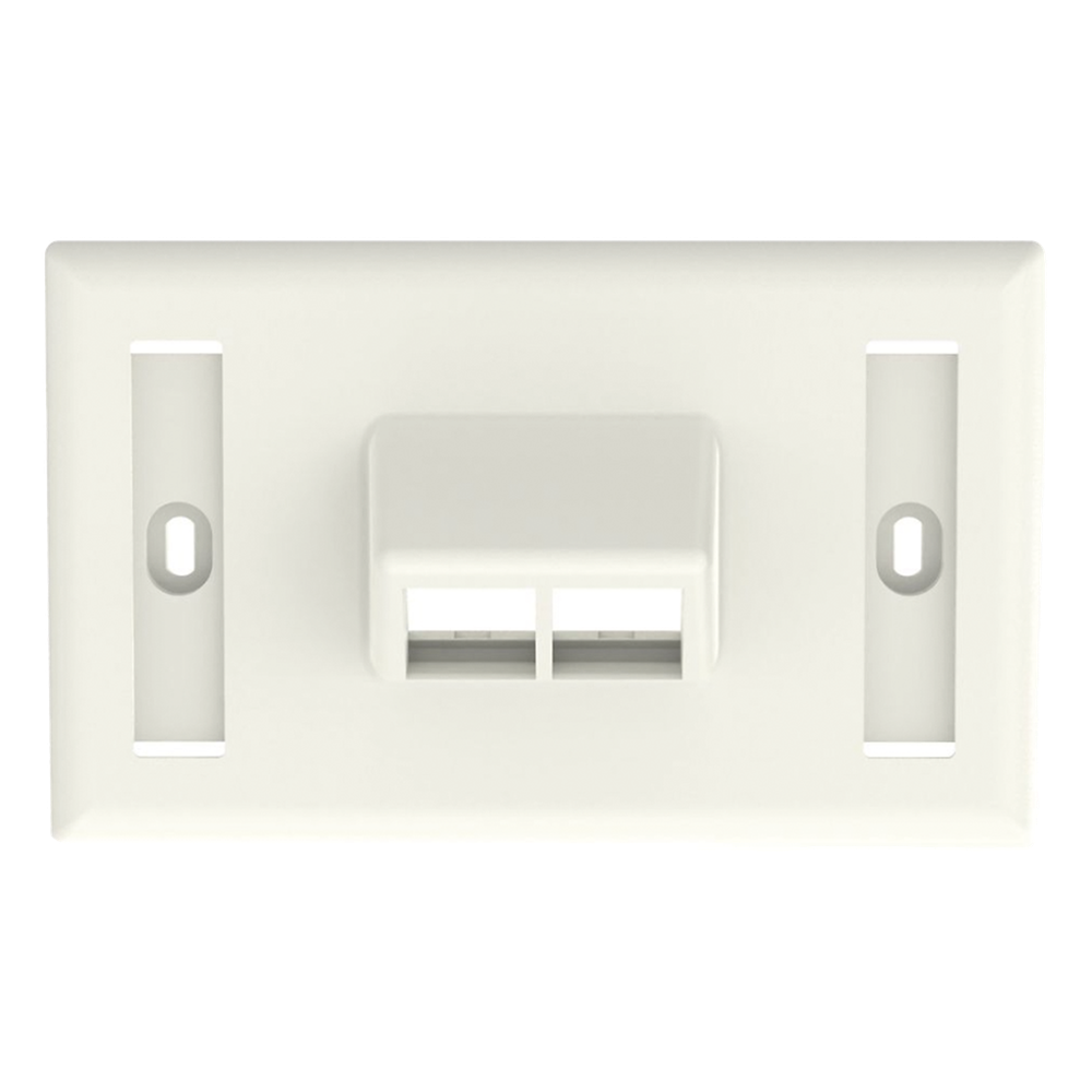 Placa de Pared Horizontal, Salida Para 2 Puertos Keystone, Con Espacios Para Etiquetas, Color Blanco Mate