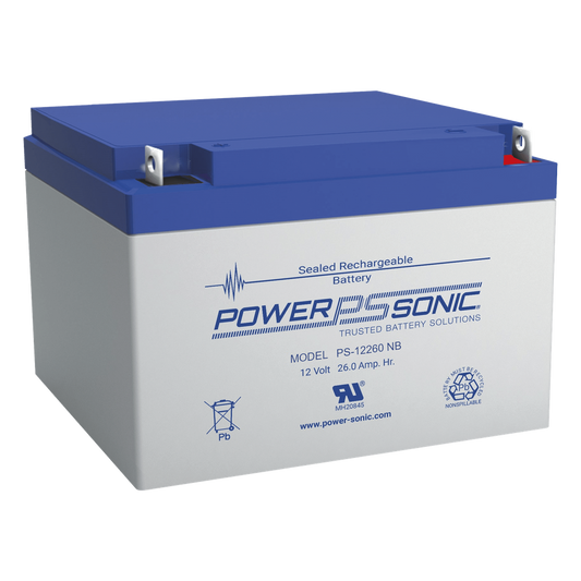 Batería 12V, 26AH, Para Respaldo, Tecnologías AGM/VRLA, 5 Años Vida Útil, Terminales NB2, Reconocida UL