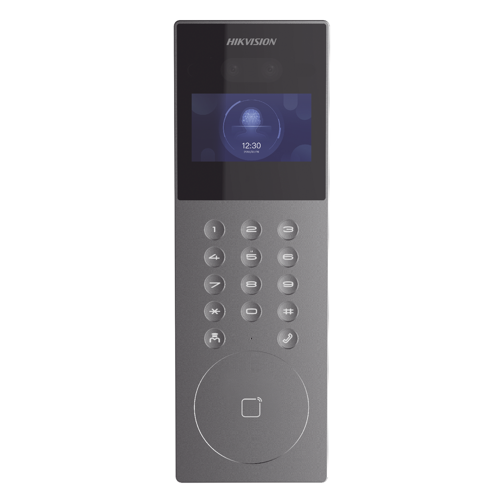 Videoportero IP Multiapartamento con Reconocimiento Facial / Llamada a App HikConnect (requiere monitor) / Protección IP65 / Apertura por Rostro, Tarjeta o App
