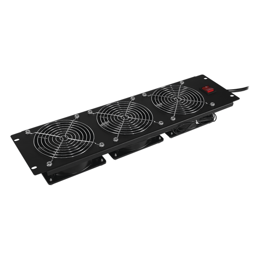 Kit de 3 Ventiladores para Montaje en Rack de 19 in, Alimentación 120 Vca con Plug NEMA 5-15P, 3 UR, Color Negro