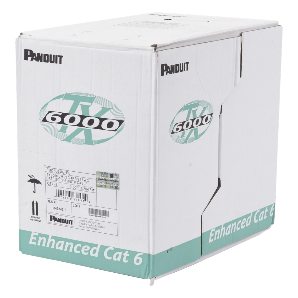 Bobina de Cable UTP 305 Metros (1000 Pies) de Cobre, TX6000? PanNet, Reelex, Gris Internacional, Categoría 6 Mejorado (23 AWG), PVC (CM), de 4 Pares