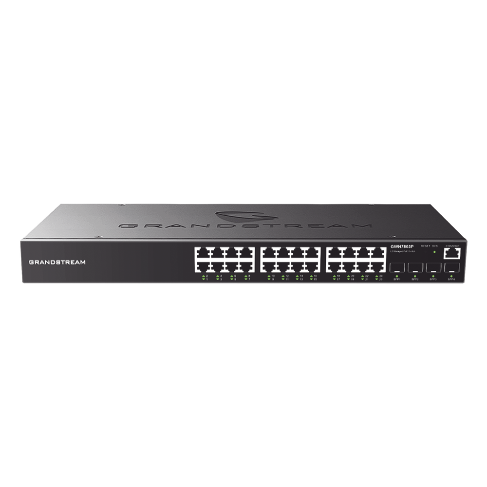 Switch Gigabit Administrable / 24 puertos 10/100/1000 Mbps + 4 Puertos SFP Uplink / Compatible con GWN Cloud.
