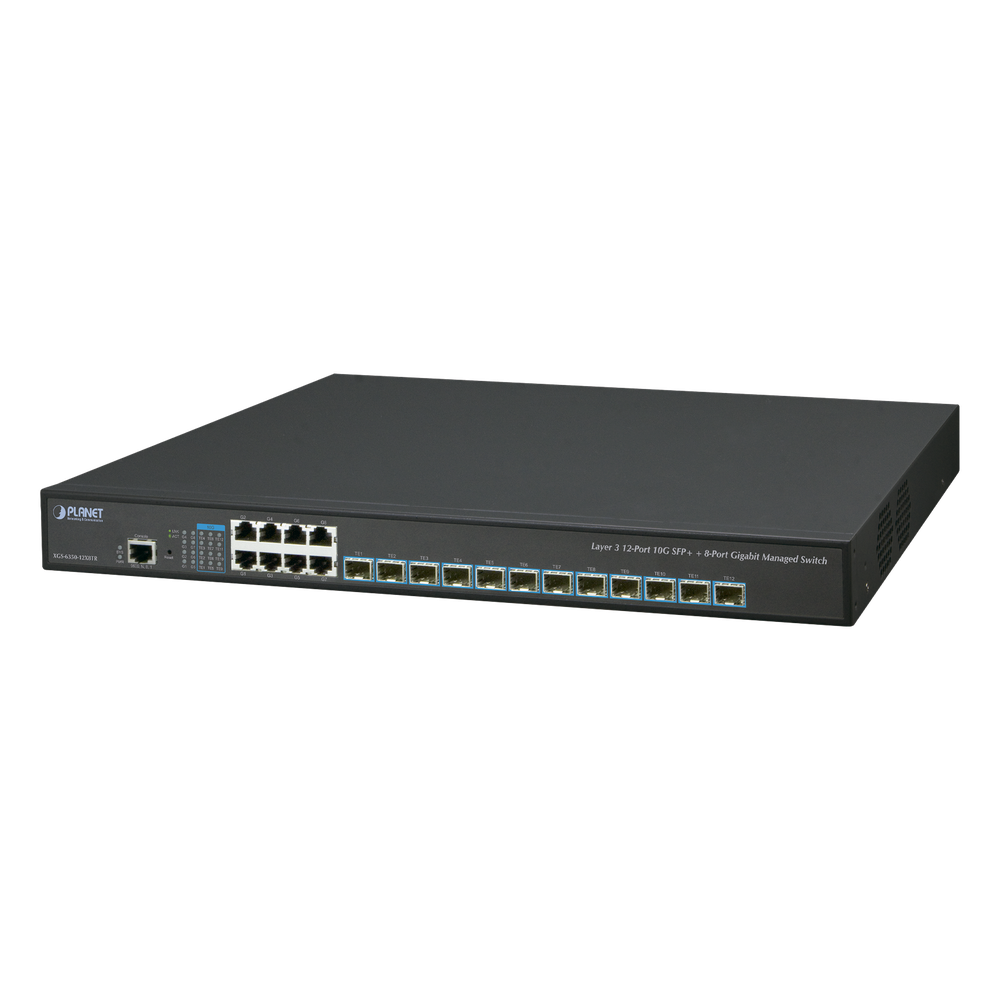 Switch Administrable Capa 3, 12 Puertos SFP de 10G, 8 Puertos 10/100/1000T, Con Alimentación Redundante (2 Fuentes de Alimentación AC).