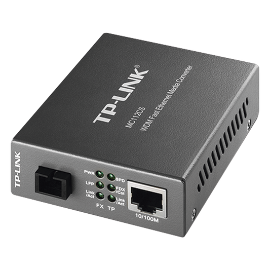 Convertidor Fibra Óptica WDM Monomodo / 1 puerto RJ45 10/100 Mbps / 1 puerto SC/UPC 100 Mbps /  Hasta 20 Km / Para su Funcionamiento Requiere el Modelo MC111CS / Plug and Play