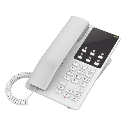 Teléfono IP Hotelero Wi-Fi, 2 líneas SIP con 2 cuentas, codec Opus, IPV4/IPV6, color blanco, con gestión en la nube GDMS
