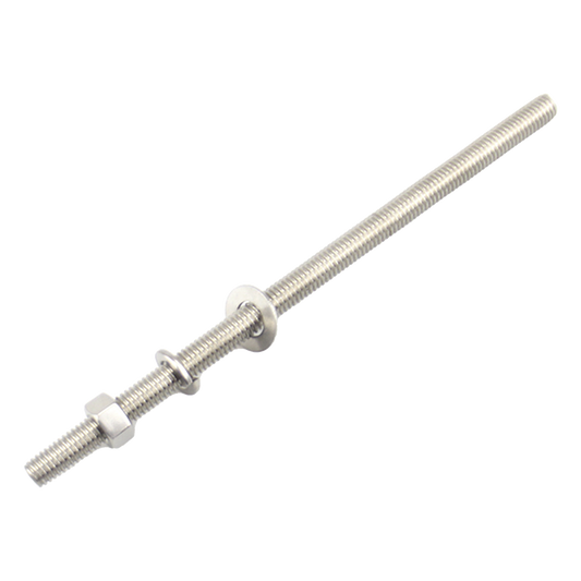 Kit de 10 Varillas Roscadas de 3/8 x 6.5 in, con Arandelas Planas, Arandelas de Seguridad y Tuercas.