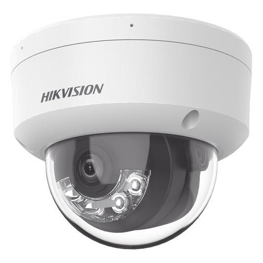 [Dual Light] Domo IP 2 Megapixel / Lente 2.8 mm / 30 mts IR + Luz Blanca / Micrófono Integrado / Antivandálico IK08 / ACUSENSE Lite / Exterior IP67 / H.265+/H.264+ / PoE / ONVIF (Profile S/T)